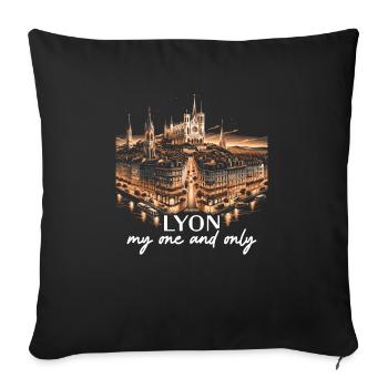 Lyon France Voyage Vacances Touriste J’aime Lyon - Housse de coussin décorative 45 x 45 cm - noir - Devant