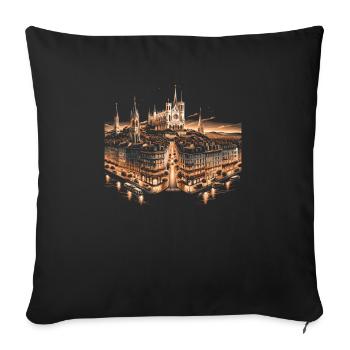 Lyon France Voyage Vacances Touriste J’aime Lyon - Housse de coussin décorative 45 x 45 cm - noir - Devant