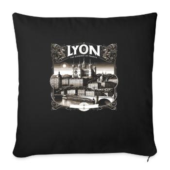 Lyon France Voyage Vacances Touriste J’aime Lyon - Housse de coussin décorative 45 x 45 cm - noir - Devant