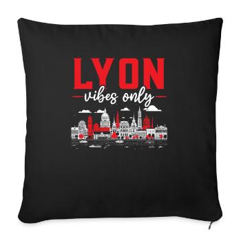 Lyon France Voyage Vacances Touriste J’aime Lyon - Housse de coussin décorative 45 x 45 cm - noir - Devant