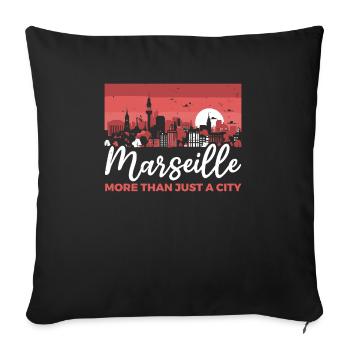 Marseille France Voyage Vacances J’aime Marseille - Housse de coussin décorative 45 x 45 cm - noir - Devant