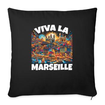 Marseille France Voyage Vacances J’aime Marseille - Housse de coussin décorative 45 x 45 cm - noir - Devant