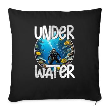 plongée sous marine - Housse de coussin décorative 45 x 45 cm - noir - Devant