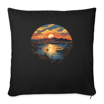 Piraeus Greece Travel Vacation Europe Greek Flag - Sofa pillowcase 17,3'' x 17,3'' (45 x 45 cm) - black - Front