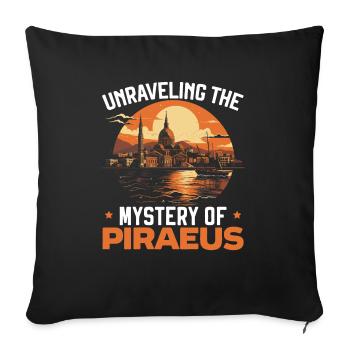 Piraeus Greece Travel Vacation Europe Greek Flag - Sofa pillowcase 17,3'' x 17,3'' (45 x 45 cm) - black - Front