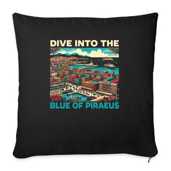 Piraeus Greece Travel Vacation Europe Greek Flag - Sofa pillowcase 17,3'' x 17,3'' (45 x 45 cm) - black - Front