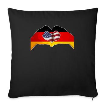 USA Germany Heart - Dual Citizenship Design - Sofa pillowcase 17,3'' x 17,3'' (45 x 45 cm) - black - Front