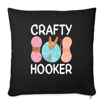Crochet Lover Funny Loop & Hook Design - Sofa pillowcase 17,3'' x 17,3'' (45 x 45 cm) - black - Front