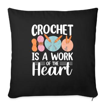Crochet Lover Funny Loop & Hook Design - Sofa pillowcase 17,3'' x 17,3'' (45 x 45 cm) - black - Front