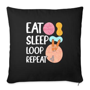 Crochet Lover Funny Loop & Hook Design - Sofa pillowcase 17,3'' x 17,3'' (45 x 45 cm) - black - Front