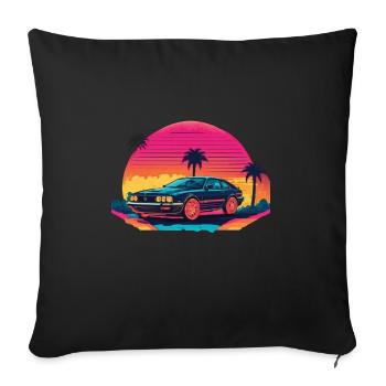 Voiture vintage - Housse de coussin décorative 45 x 45 cm - noir - Devant