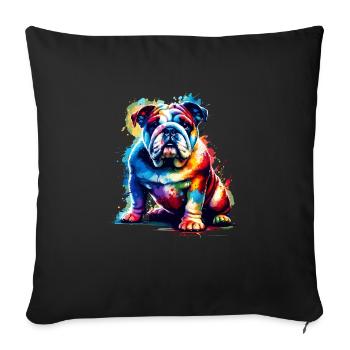 Splash Art coloré bouledogue bouledogues anglais - Housse de coussin décorative 45 x 45 cm - noir - Devant