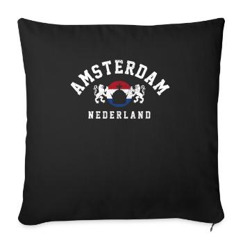 Amsterdam Pays-Bas Hollande Souvenir - Housse de coussin décorative 45 x 45 cm - noir - Devant