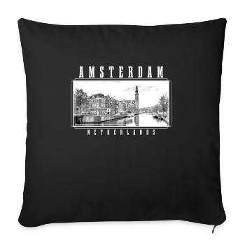Amsterdam Pays-Bas Hollande Souvenir - Housse de coussin décorative 45 x 45 cm - noir - Devant