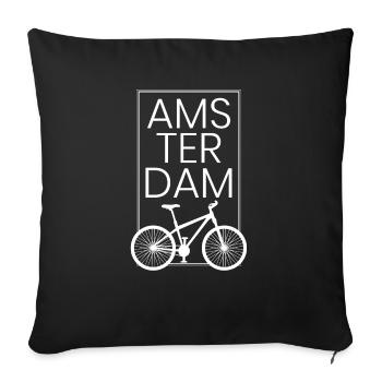 Amsterdam Pays-Bas Hollande Souvenir - Housse de coussin décorative 45 x 45 cm - noir - Devant