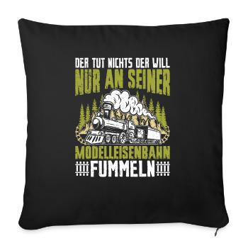 Modelleisenbahn Eisenbahn Geschenkidee - Sofakissenbezug 45 x 45 cm - Schwarz - Vorne