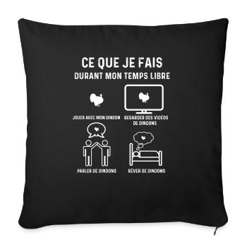 dindon temps libre cadeau - Housse de coussin décorative 45 x 45 cm - noir - Devant