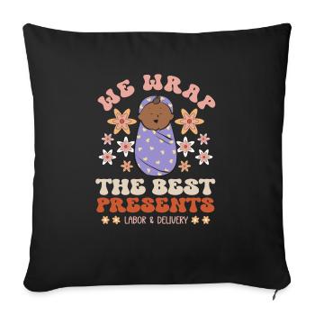 Infirmière Bébé Maternité Infirmière - Housse de coussin décorative 45 x 45 cm - noir - Devant