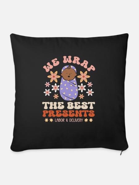 Krankenschwester Baby Entbindungsschwester - Sofakissenbezug 45 x 45 cm - Schwarz