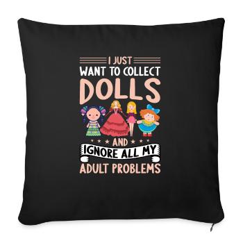 Collectible Doll Porcelain Doll Antique - Sofa pillowcase 17,3'' x 17,3'' (45 x 45 cm) - black - Front