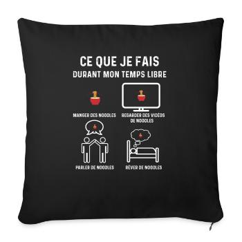 noodles temps libre cadeau - Housse de coussin décorative 45 x 45 cm - noir - Devant