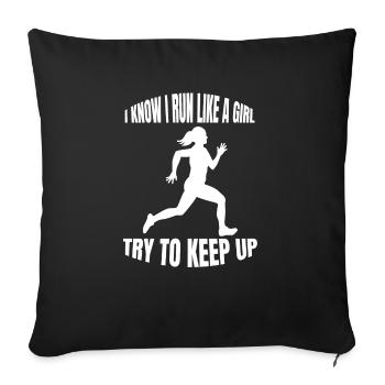 Jogger Running Running Cardio Training Fit Jogging - Sofa pillowcase 17,3'' x 17,3'' (45 x 45 cm) - black - Front