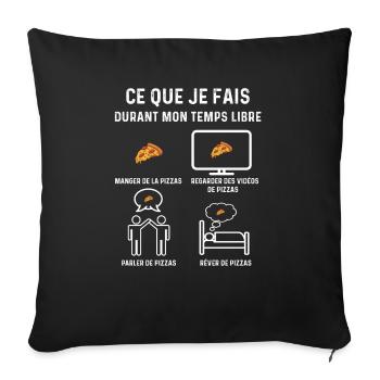 pizza temps libre cadeau - Housse de coussin décorative 45 x 45 cm - noir - Devant