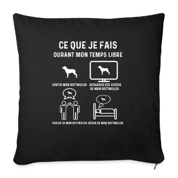 Rottweiler Gratis-Zeitgeschenk - Sofakissenbezug 45 x 45 cm - Schwarz - Vorne