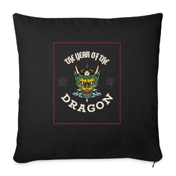 The Year Of The Dragon 2024 - Sofa pillowcase 17,3'' x 17,3'' (45 x 45 cm) - black - Front