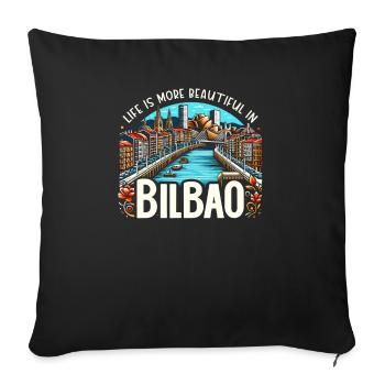 Bilbao Spain Travel Vacation I Love Bilbao Skyline - Sofa pillowcase 17,3'' x 17,3'' (45 x 45 cm) - black - Front