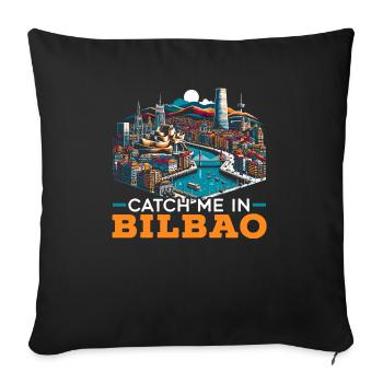 Bilbao Spain Travel Vacation I Love Bilbao Skyline - Sofa pillowcase 17,3'' x 17,3'' (45 x 45 cm) - black - Front