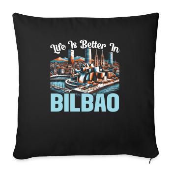 Bilbao Spain Travel Vacation I Love Bilbao Skyline - Sofa pillowcase 17,3'' x 17,3'' (45 x 45 cm) - black - Front