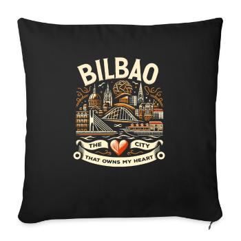 Bilbao Spain Travel Vacation I Love Bilbao Skyline - Sofa pillowcase 17,3'' x 17,3'' (45 x 45 cm) - black - Front