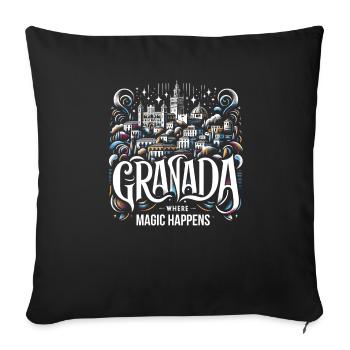 Granada Spain Travel Vacation Granada Skyline - Sofa pillowcase 17,3'' x 17,3'' (45 x 45 cm) - black - Front
