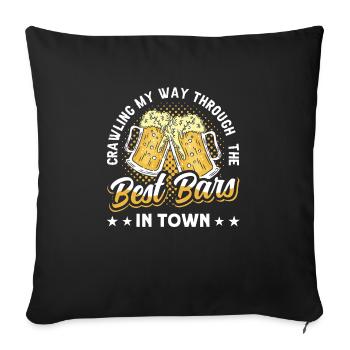 Crawled Pub Crawl Alcohol Drinking - Sofa pillowcase 17,3'' x 17,3'' (45 x 45 cm) - black - Front