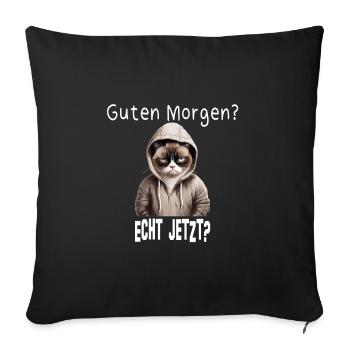 Langschläfer und Morgenmuffel grummelige Katze - Sofakissenbezug 45 x 45 cm - Schwarz - Vorne