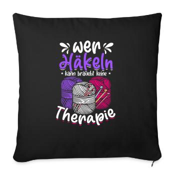 Crochet Saying & Therapy, Handmade Crocheter - Sofa pillowcase 17,3'' x 17,3'' (45 x 45 cm) - black - Front