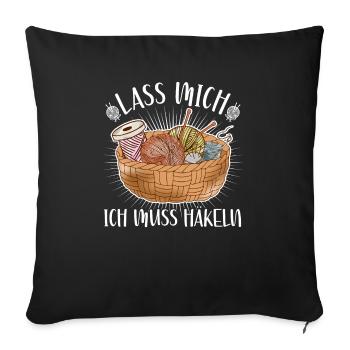 Crochet en disant, je dois crocheter Crochet fait main au Crochet - Housse de coussin décorative 45 x 45 cm - noir - Devant