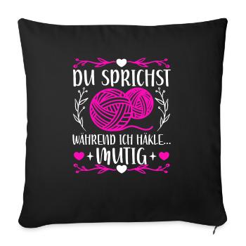 Crochet disant drôle, Crochet à la main - Housse de coussin décorative 45 x 45 cm - noir - Devant