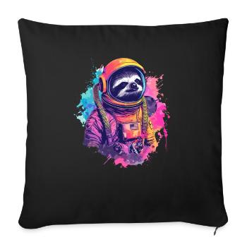 Astronaute paresseux - Un voyage dans l’espace - Housse de coussin décorative 45 x 45 cm - noir - Devant