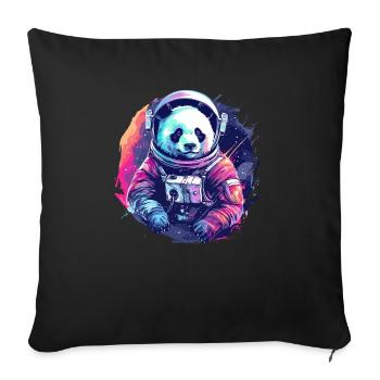 Panda Astronaut - Bamboo Rocket Adventures - Sofakissenbezug 45 x 45 cm - Schwarz - Vorne