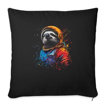 Sloth Astronaut - A Space Trip In - Sofa pillowcase 17,3'' x 17,3'' (45 x 45 cm) - black - Front