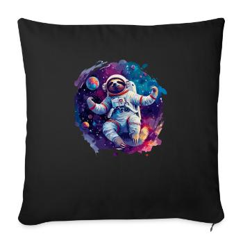 Sloth Astronaut - A Space Trip In - Sofa pillowcase 17,3'' x 17,3'' (45 x 45 cm) - black - Front