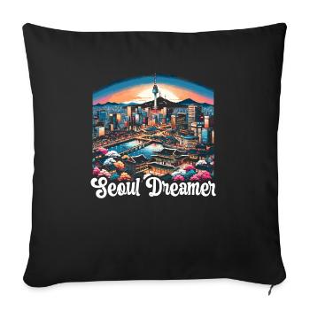 Seoul South Korea Country Travel Vacation Korean - Sofa pillowcase 17,3'' x 17,3'' (45 x 45 cm) - black - Front