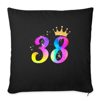 38. Geburtstag Geschenkidee Für 38 Jahre Alt - Sofakissenbezug 45 x 45 cm - Schwarz - Vorne