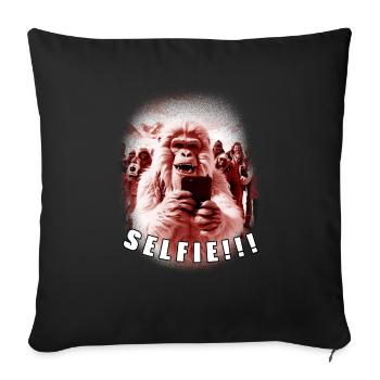 Selfie de Yéti - Housse de coussin décorative 45 x 45 cm - noir - Devant