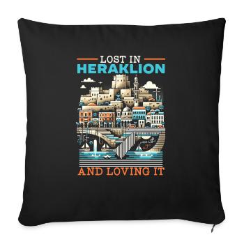 Heraklion Greece Travel Vacation Greek Heritage - Sofa pillowcase 17,3'' x 17,3'' (45 x 45 cm) - black - Front