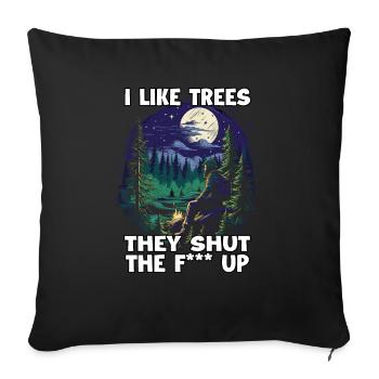 Fun hiking T for trekking fans and nature lovers - Sofa pillowcase 17,3'' x 17,3'' (45 x 45 cm) - black - Front