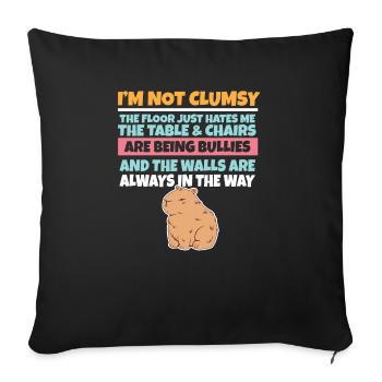 I'm Not Clumsy The Floor Hates Me Foolish Capybara - Sofa pillowcase 17,3'' x 17,3'' (45 x 45 cm) - black - Front