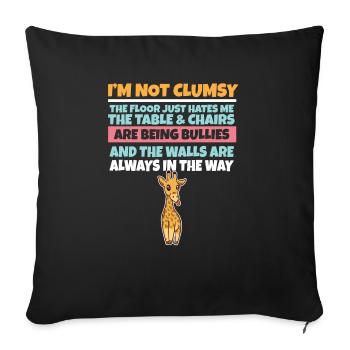 I'm Not Clumsy The Floor Hates Me Foolish Giraffe - Sofa pillowcase 17,3'' x 17,3'' (45 x 45 cm) - black - Front